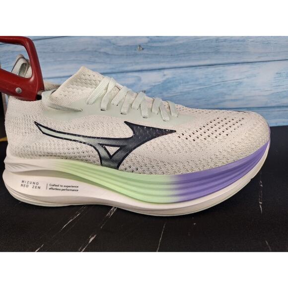 Mizuno Neo Zen Running Shoes White Soft Purple Green Cushioned Trainer Size 9 - Picture 11 of 15